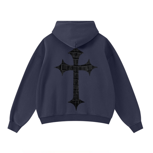 400GSM Unisex Washed Heavyweight Boxy-Fit Hoodie Vintage Royal Blue